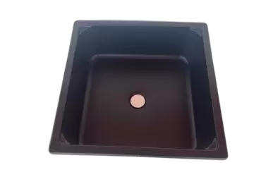 Schwarzes quadratisches Waschbecken 350x350x120mm für Wohnwagen, Wohnmobile und Wohnmobile.