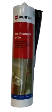 Würth Schwarzer Polymer MS-SPEEDTACK 3400 Klebedichtstoff in 3 Sekunden für Wohnwagen, Wohnmobile und Wohnmobile.