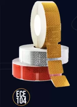 Oralite VC 104 kurzes, segmentiertes gelbes Reflexband V 23 pro Meter, zugelassen für LKW und große Fahrzeuge.