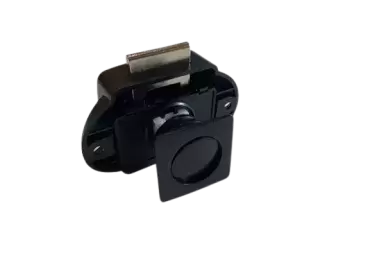 Türschloss mit quadratischer Knopfkontur in Mattschwarz für Wohnwagen. Wohnmobile und Camper.