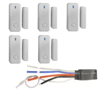 Kit mit 5 magnetischen Funksensoren + Funkfrequenzempfänger für Starline-Alarm für Wohnwagen, Wohnmobile und Wohnmobile.