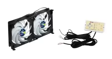 Kit mit zwei automatischen TITAN 9-cm-Kühlschrankventilatoren mit einfacher Installation für Wohnwagen, Wohnmobile und Wohnmobile.
