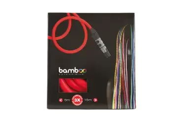 Roter ausziehbarer Magic Bamboo-Schlauch von 5 bis 15 Metern mit Zubehör, für Wohnwagen, Wohnmobile, Camper und 4x4-Overlander.