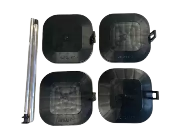 Originale Ersatz-4-Basen, Unterlegkeile mit Positionierungsstange für elektrische Selbsthebebeine von Wohnmobilen und Campern.