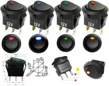 Runder Schalter mit LED-Mehrfachfunktion Wohnwagen Wohnmobil Camper