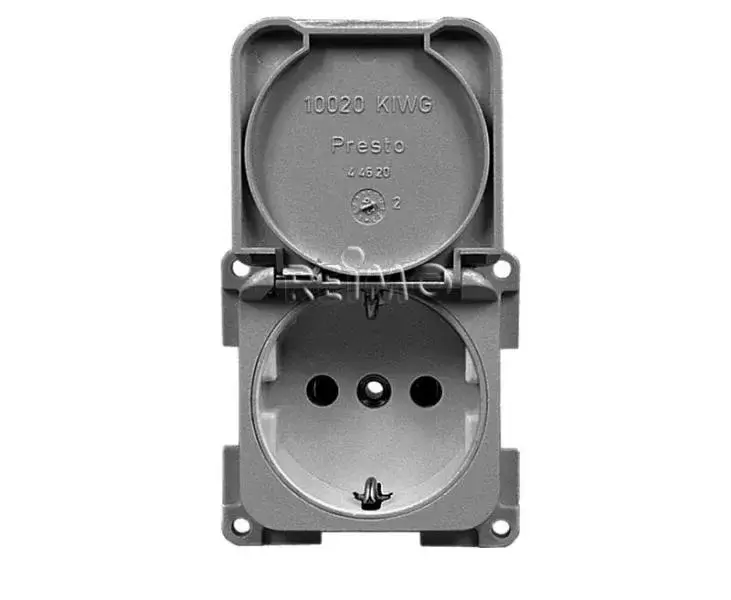 Enchufe 220V linea CLASICA color gris oscuro para caravanas, autocaravanas y camper.